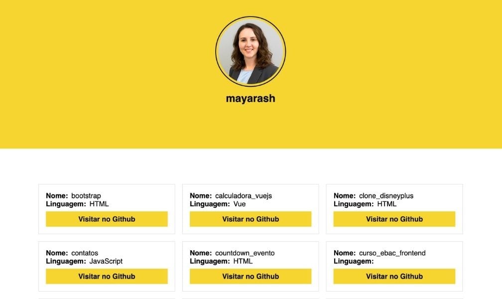 GitHub Perfil Finder com React